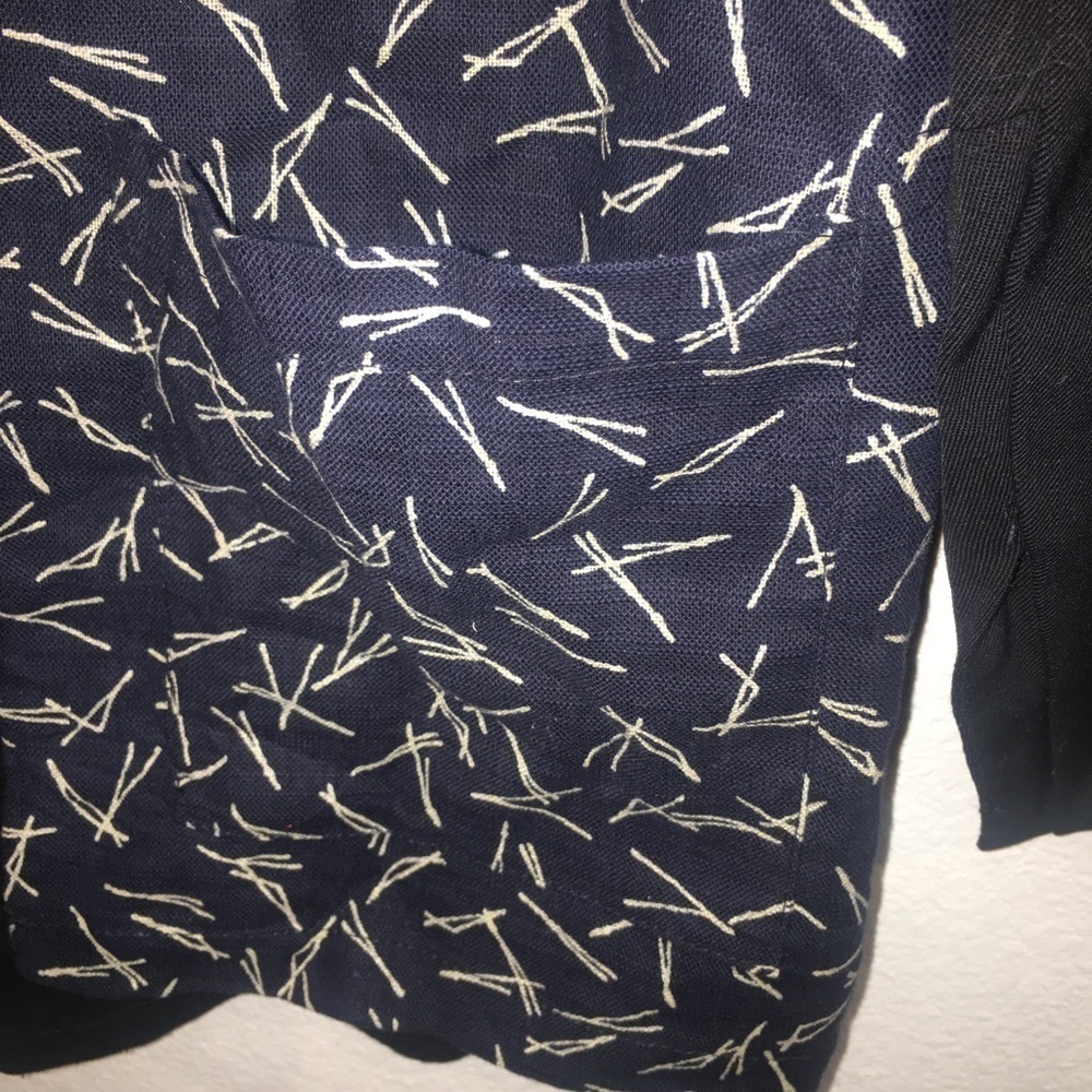 First Rite navy blue & black pattern blazer small - Picture 2 of 5